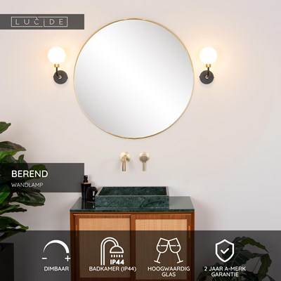 Lucide BEREND - Wandlamp Badkamer - 1xG9 - IP44 - Zwart